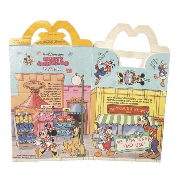 Disney | Toys | Vtg 988 Mcdonalds Happy Meal Box Disney Mickeys ...